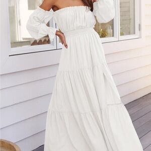 Elegant Off-Shoulder White Maxi Dress
